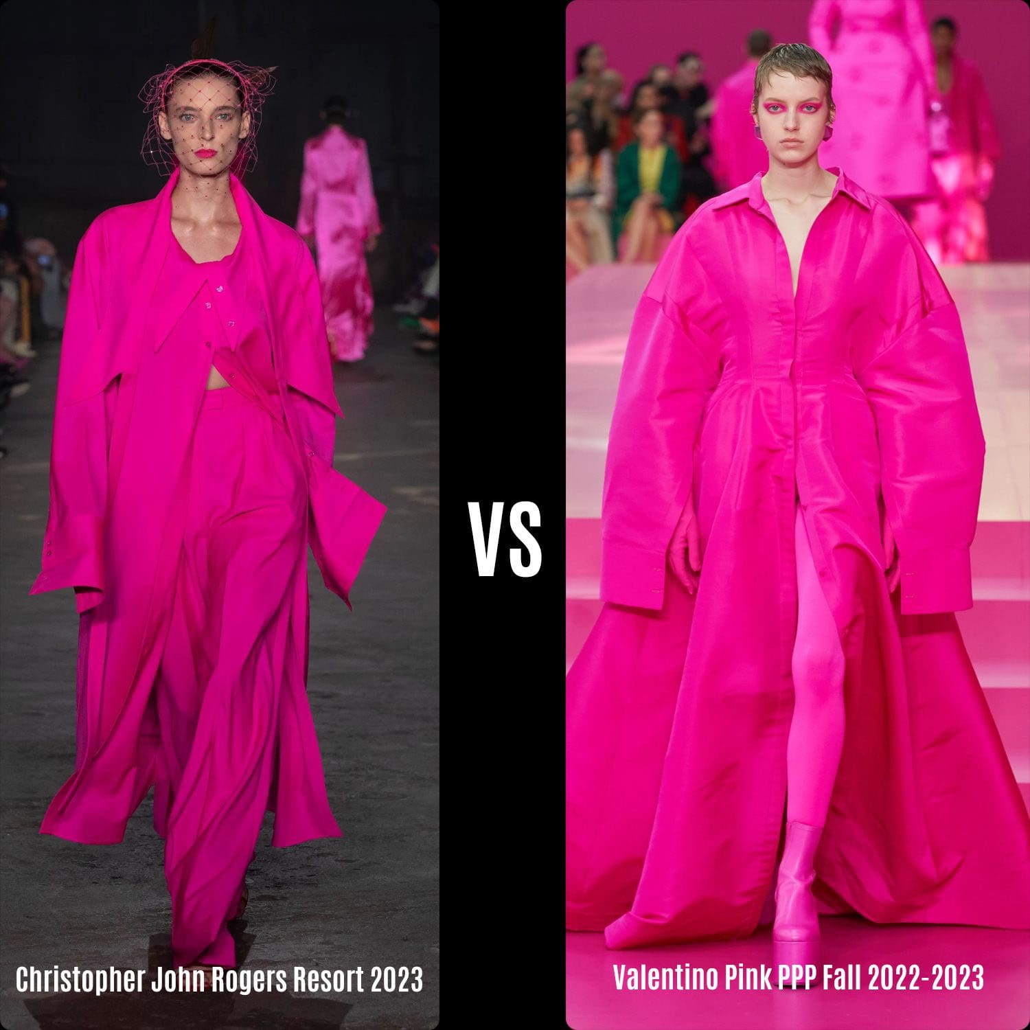 Valentino Pink PPP Fall 2022-2023 vs Christopher John Rogers Resort 2023 by RUNWAY MAGAZINE