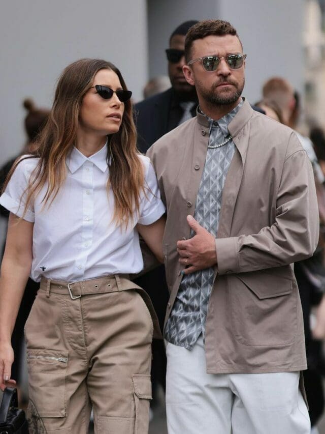 Justin Timberlake and Jessica Biel at Paris Fashion Week 2022