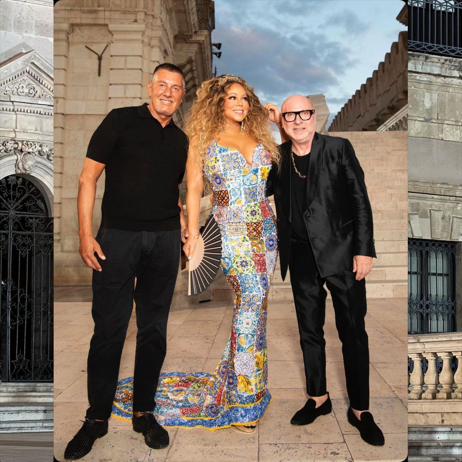 Stefano Gabbana, Mariah Carey, Domenico Dolce at Dolce Gabbana Siracusa Alta Moda 2022