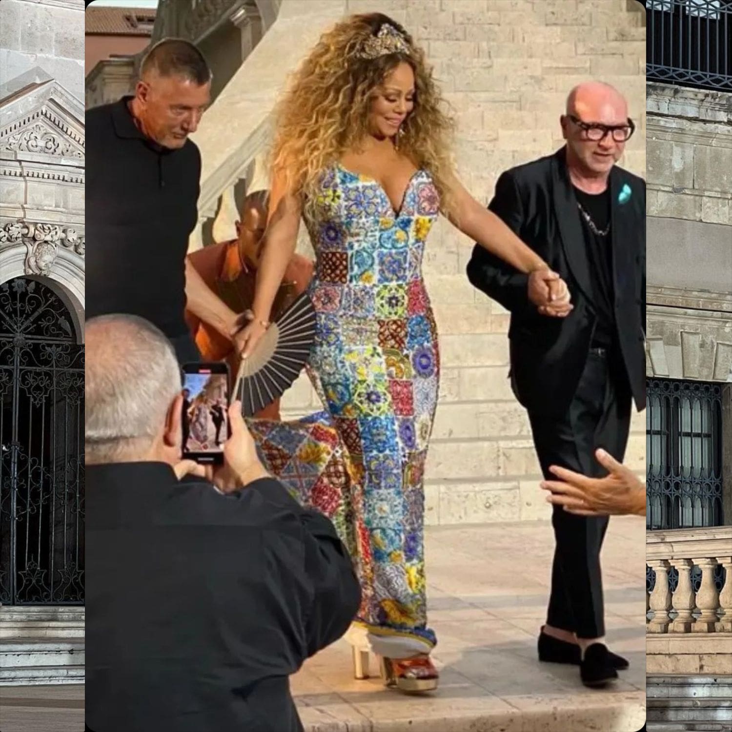 Stefano Gabbana, Mariah Carey, Domenico Dolce at Dolce Gabbana Siracusa Alta Moda 2022
