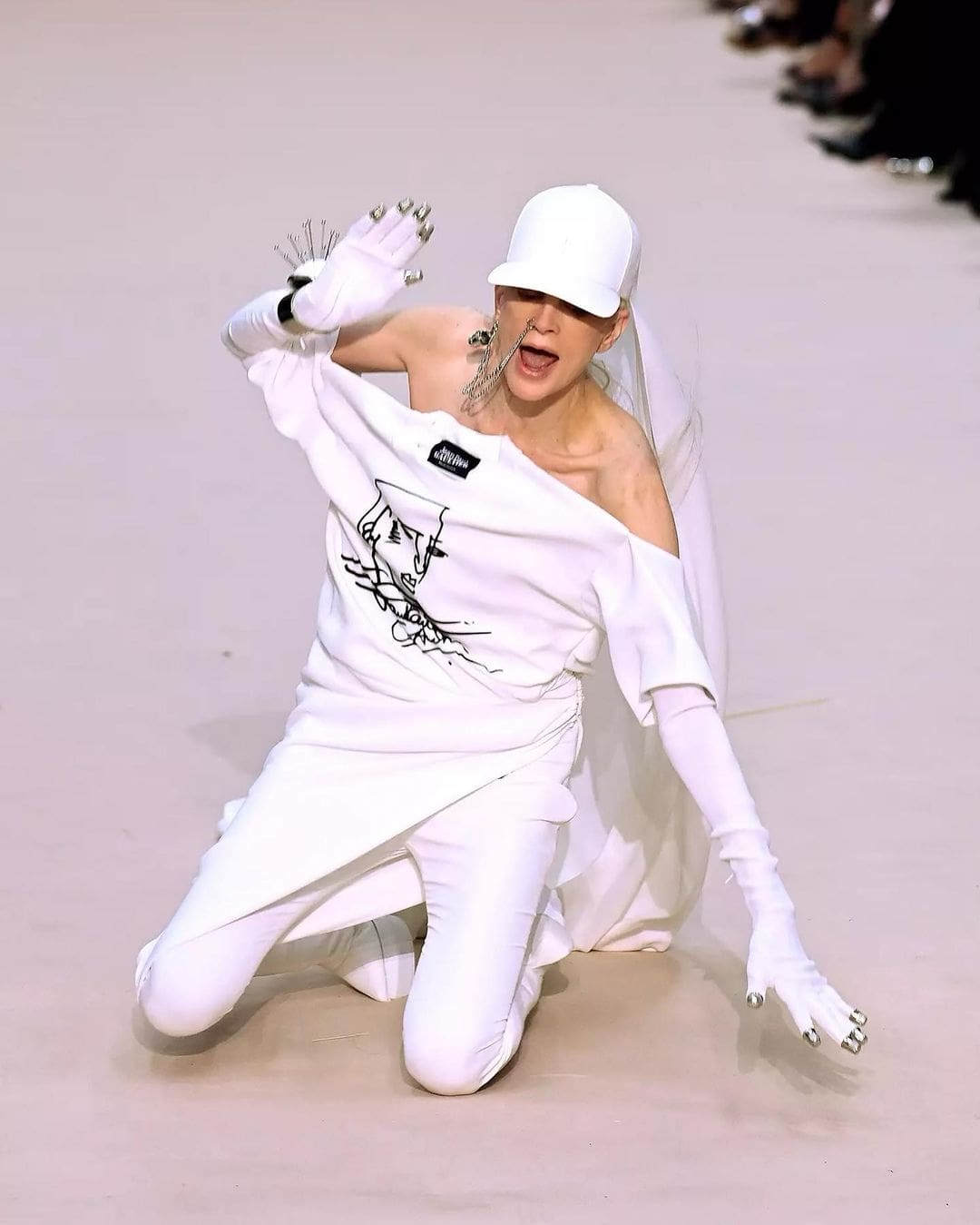 Kristen Mc Menamy- Olivier Rousteing's fallen Bride at JP Gaultier Couture Fall 2022