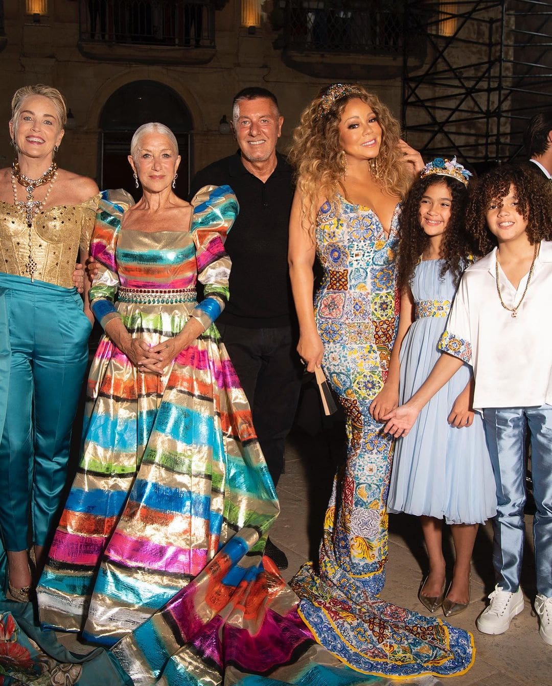 Stefano Gabbana with Sharon Stone, Helen Mirren and Mariah Carey at DG Siracusa Alta Moda 2022