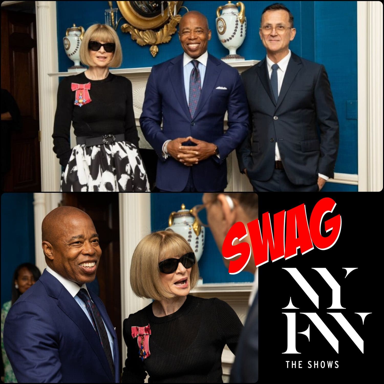 纽约市长 Eric Adams、Anna Wintour、Steven Kolb,CFDA 首席执行官 - NYFW 2022