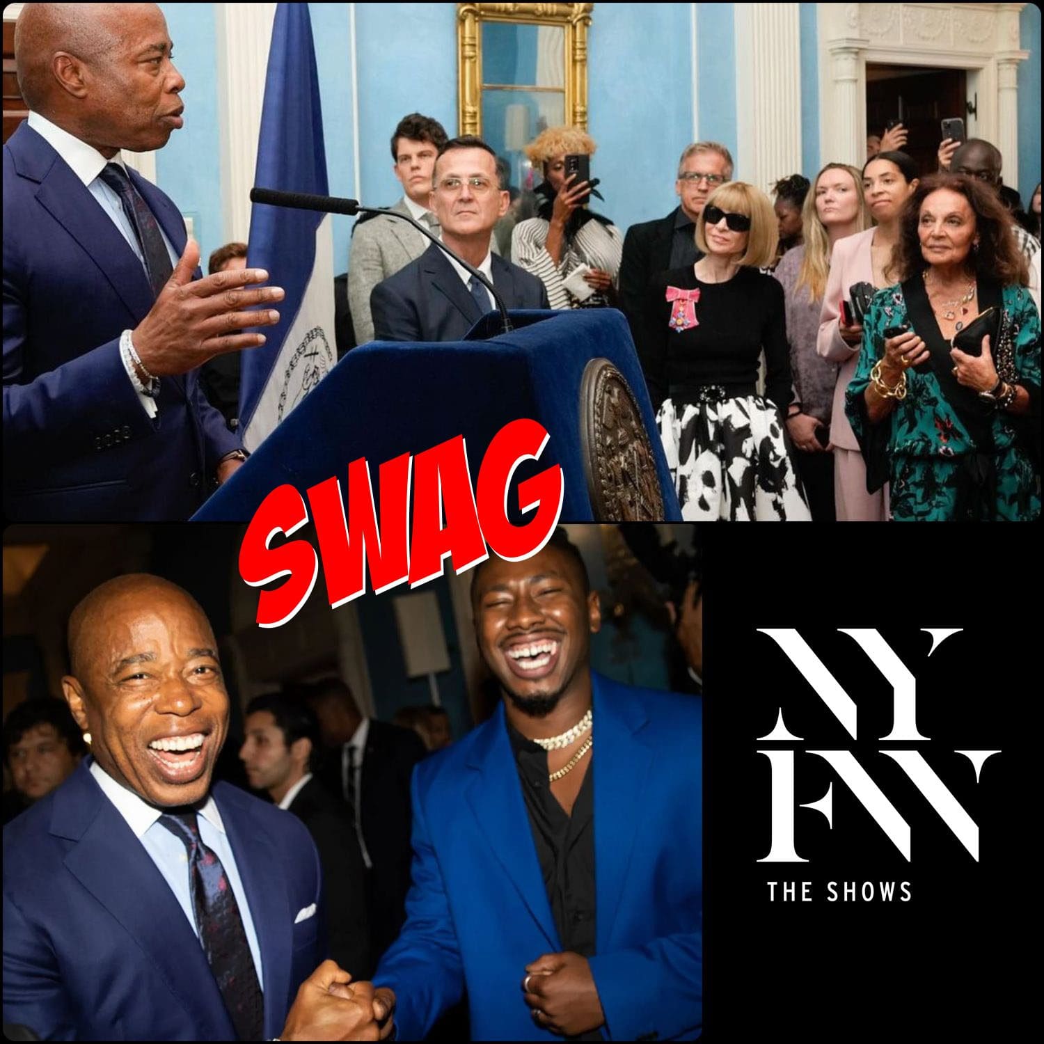 纽约市长 Eric Adams、Anna Wintour、Steven Kolb,CFDA 首席执行官 - NYFW 2022