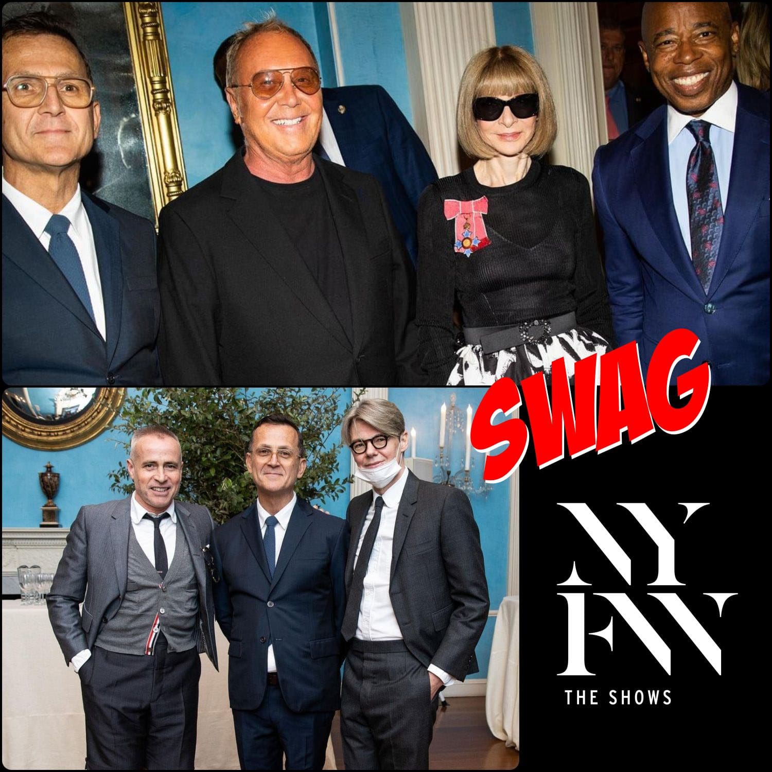 纽约市长 Eric Adams、Anna Wintour、Steven Kolb、Michael Kors、Thom Browne - 2022 年纽约时装周