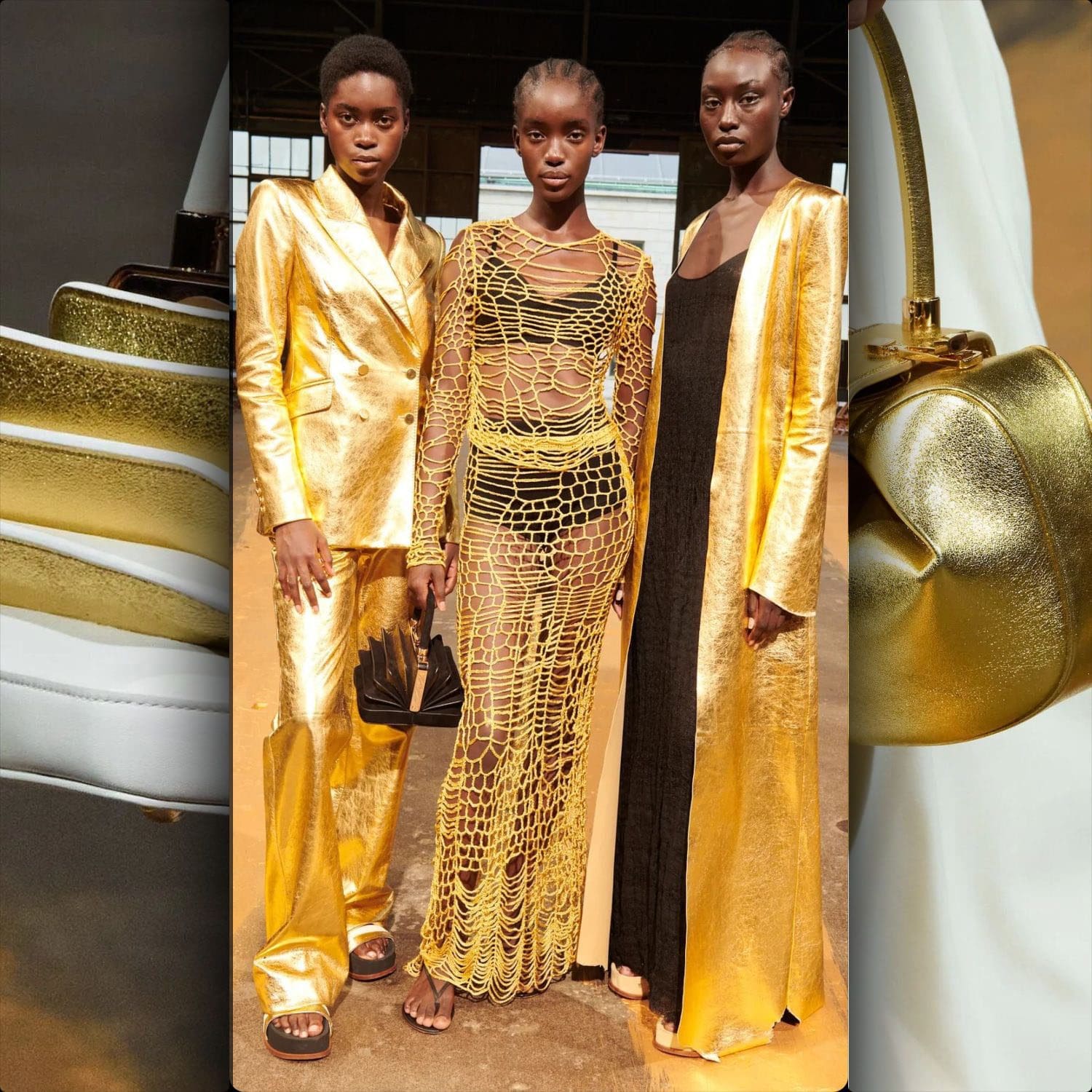 gabriela hearst gold dress Ranya Puff Sleeve Maxi Dress in Metallic Gold Linen Twill main image 1