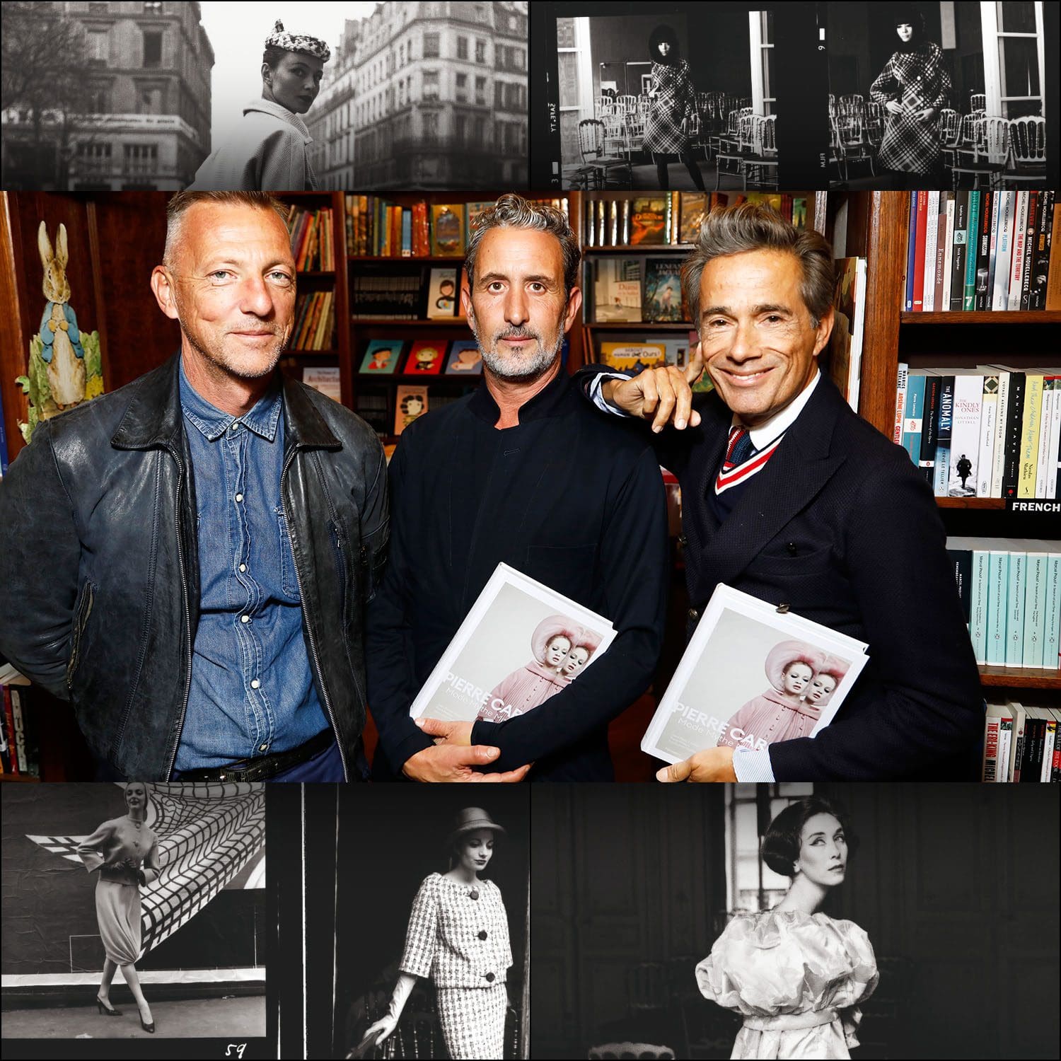Olivier Saillard Gael Mamine Vincent Darre en la firma de libros Pierre Cardin Mode Mythe Modernitee