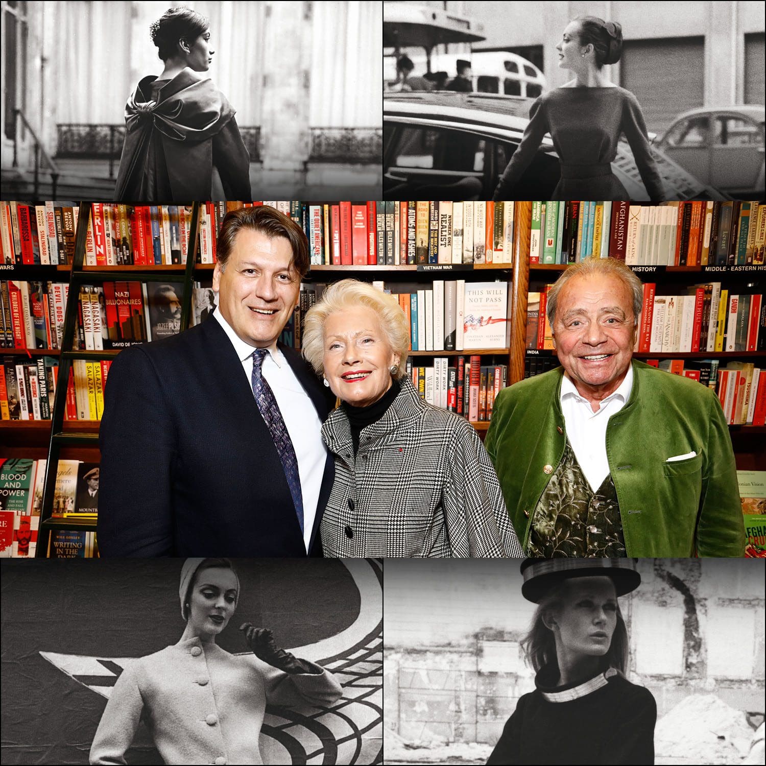 Rodrigo Basilicati Cardin Monique Raimond Plamen Roussev en la firma de libros Pierre Cardin Mode Mythe Modernitee