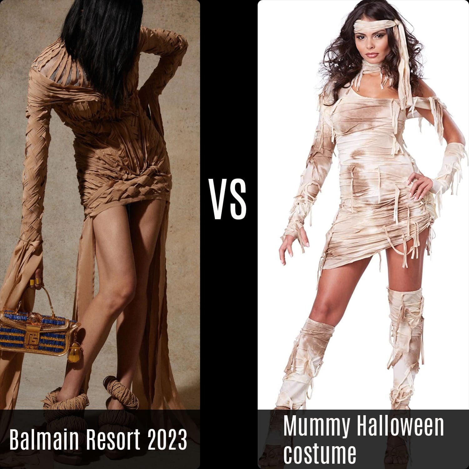 オリーブ Rousteing バルメインリゾート 2023 vs ミイラのハロウィンコスチューム