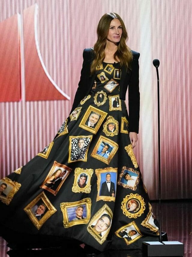 Julia Roberts wearing George Clooney Moschino dress at Kennedy Center