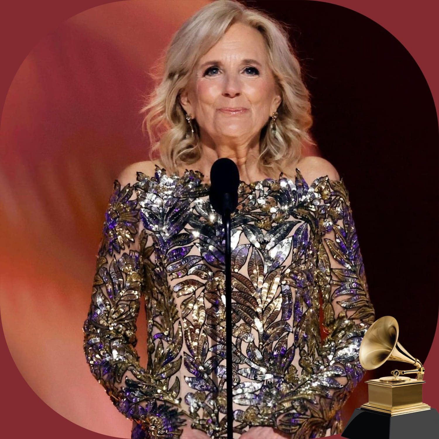 Dr Jill Biden em Oscar de la Renta no Grammy Awards 65 por Runway revista 2023 1