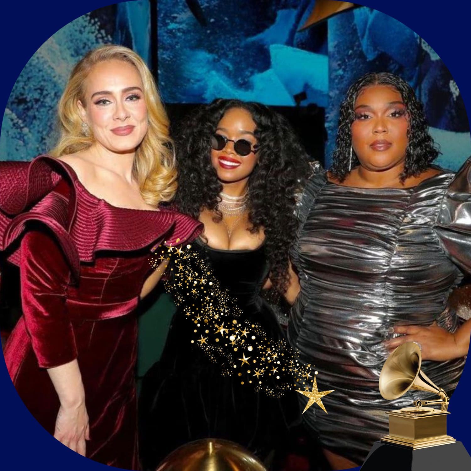Lizzo e Adele no Grammy Awards 65 por Runway revista 2023 2