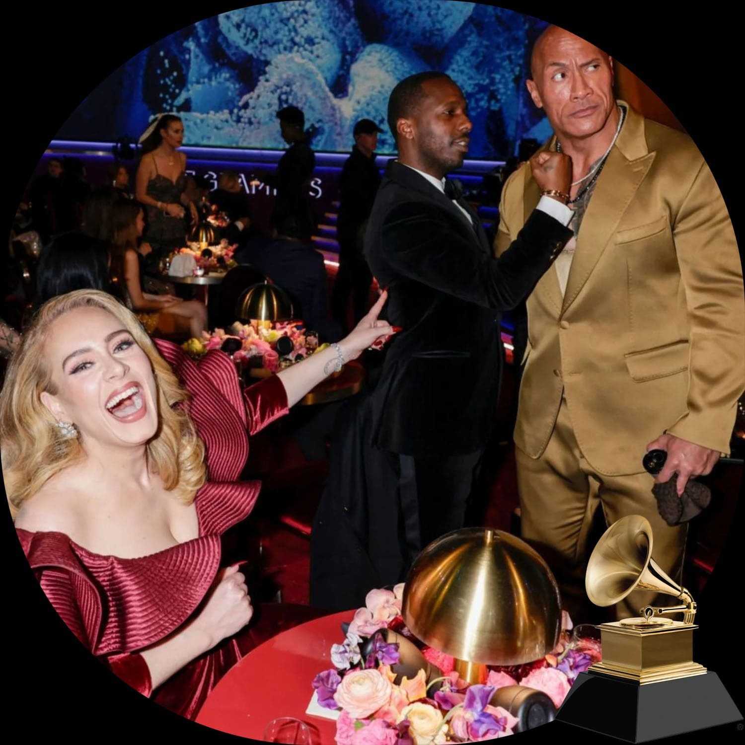 The Rock e Adele no Grammy Awards 65 por Runway revista 2023 2