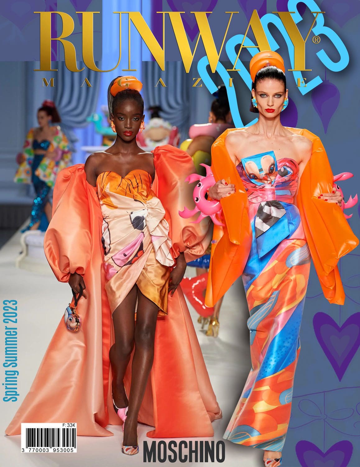 1 Runway Couverture du magazine Moschino par Jeremy Scott Printemps Été 2023