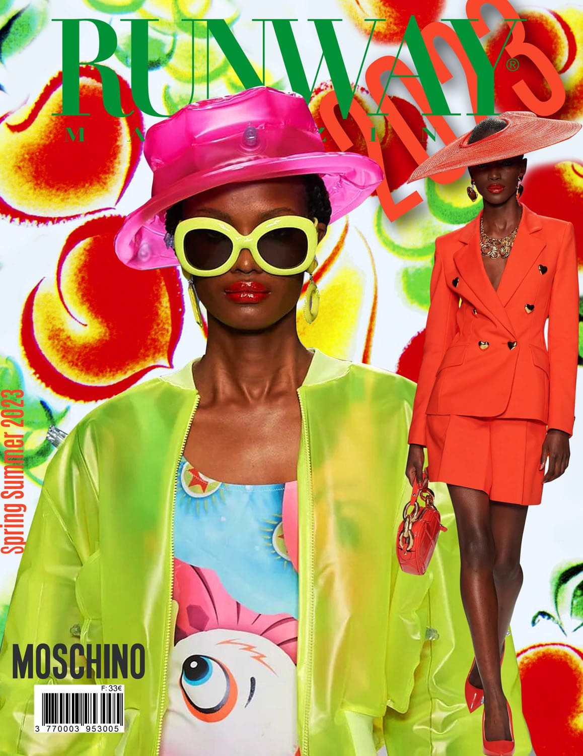 2 Runway Couverture du magazine Moschino par Jeremy Scott Printemps Été 2023