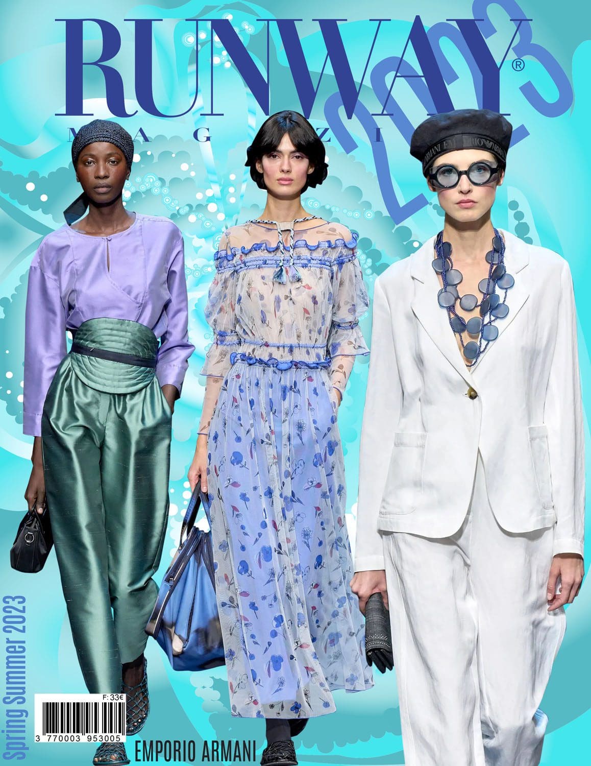 3 Runway Couverture du magazine Emporio Armani Printemps Été 2023