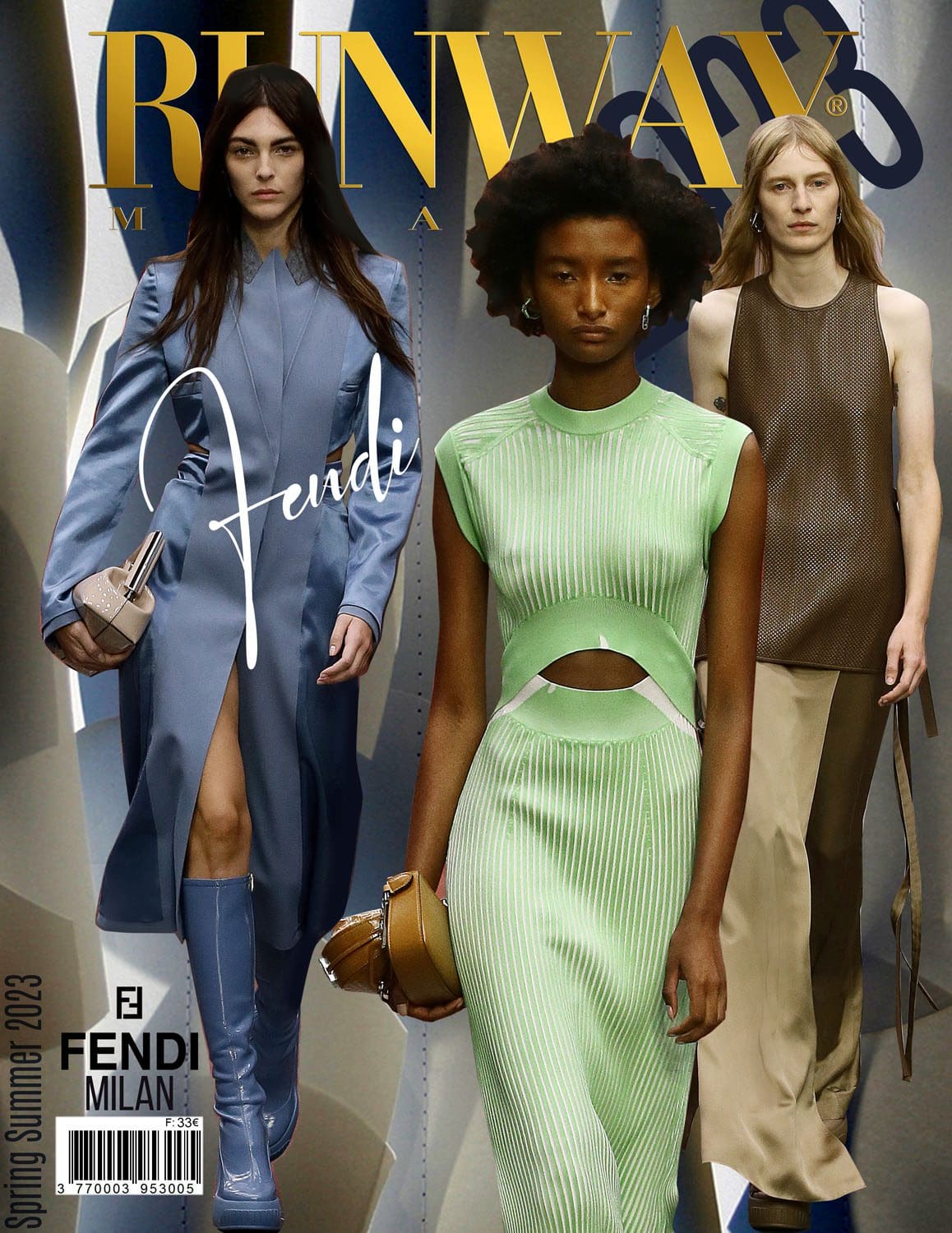 3 Runway Couverture du magazine Fendi Printemps Été 2023