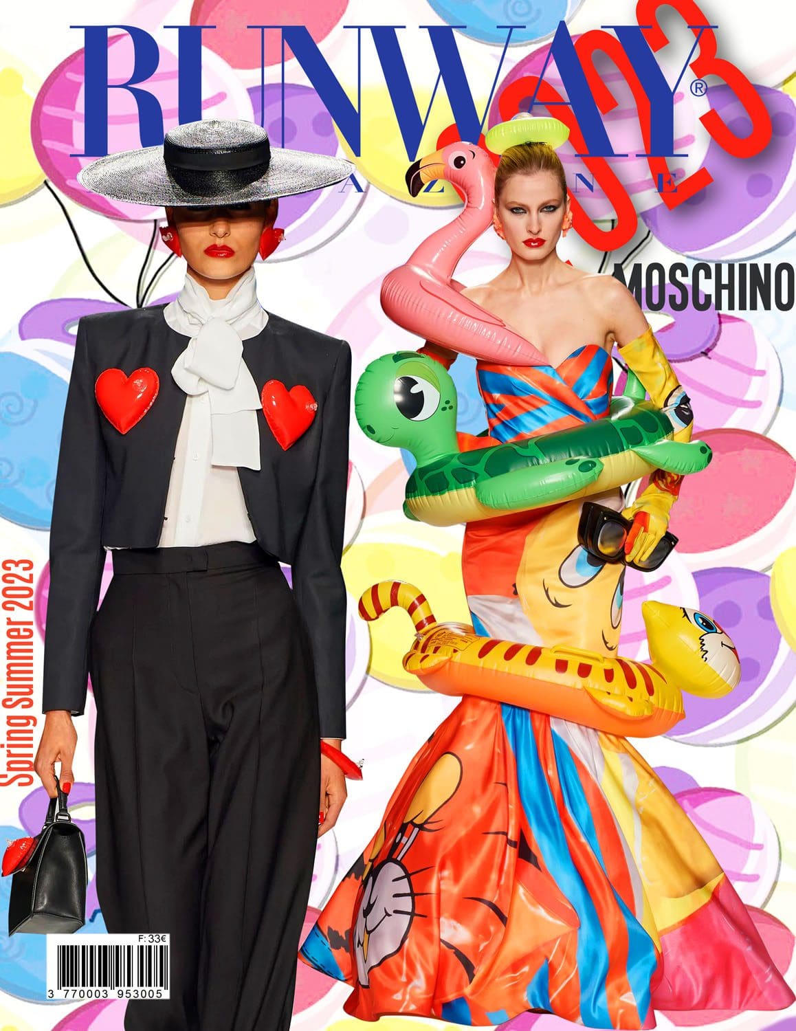3 Runway Couverture du magazine Moschino par Jeremy Scott Printemps Été 2023