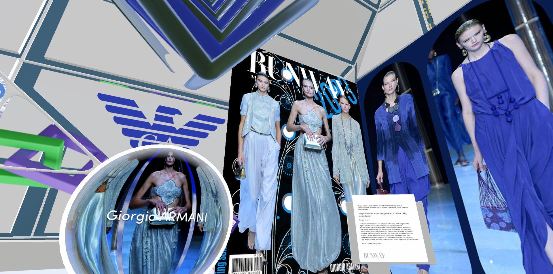 Armani Web3 - Armani Metaverse Primera aparición Runway Revista Web3 - Runway Metaverso