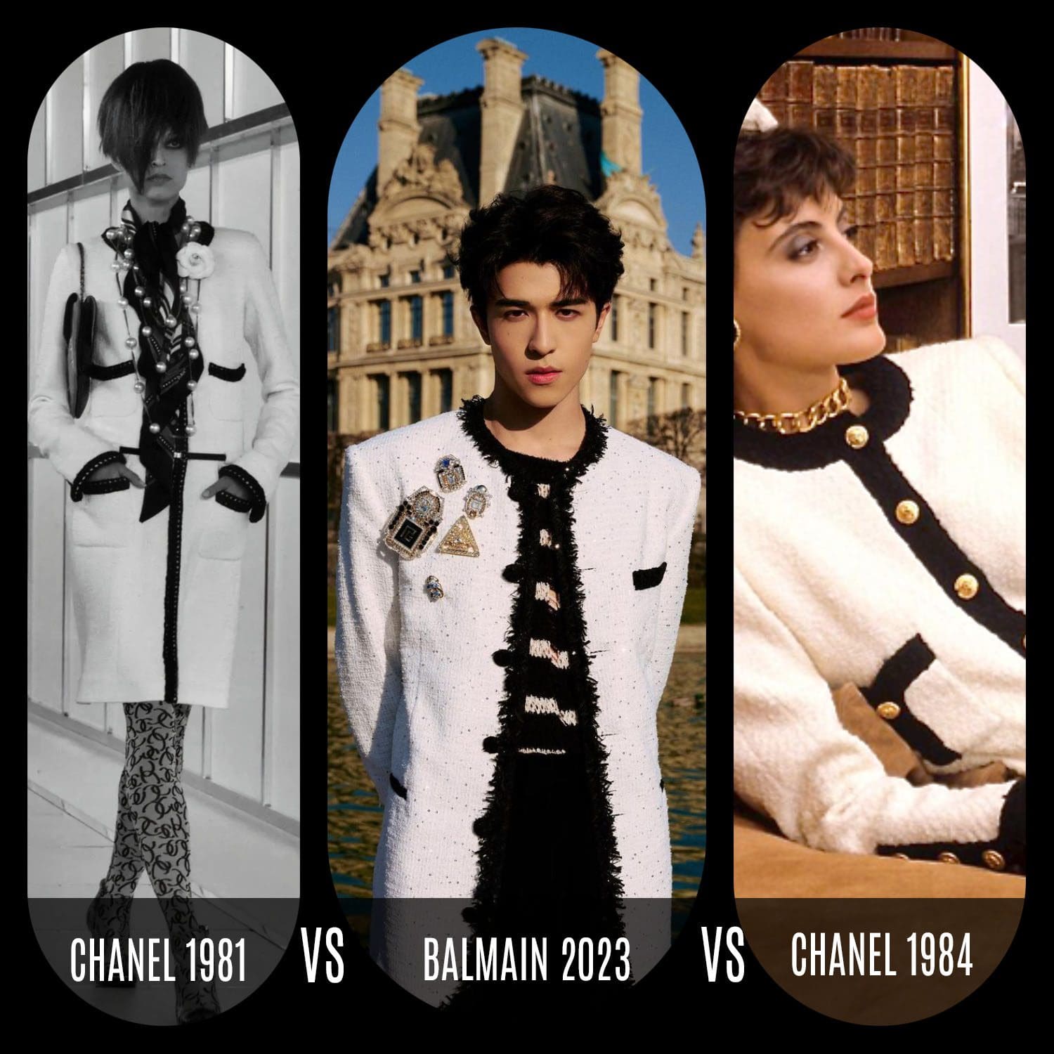 Patrick Finkler wears fake CHANEL made by Olivier Rousteing Balmain Fall 2023