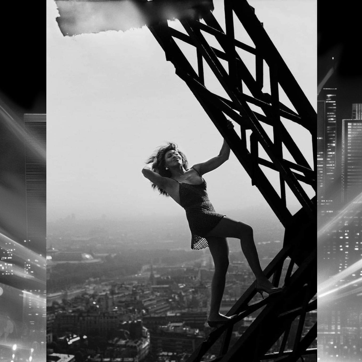 Tina Turner on Eiffel Tower by Peter Lindbergh Paris 1989