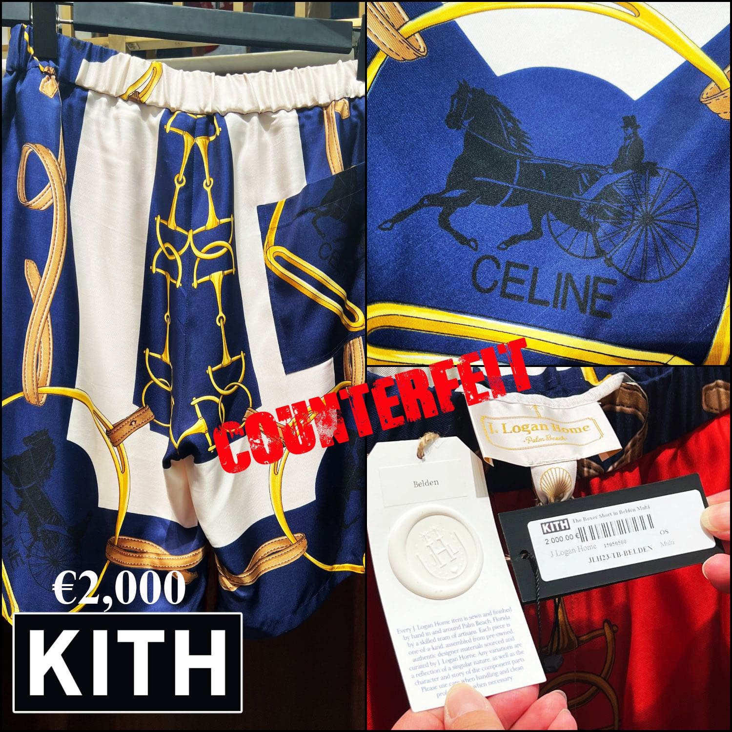 24 Fälschung in KITH von J Logan Home Logan Horne gefälschte kurze CELINE