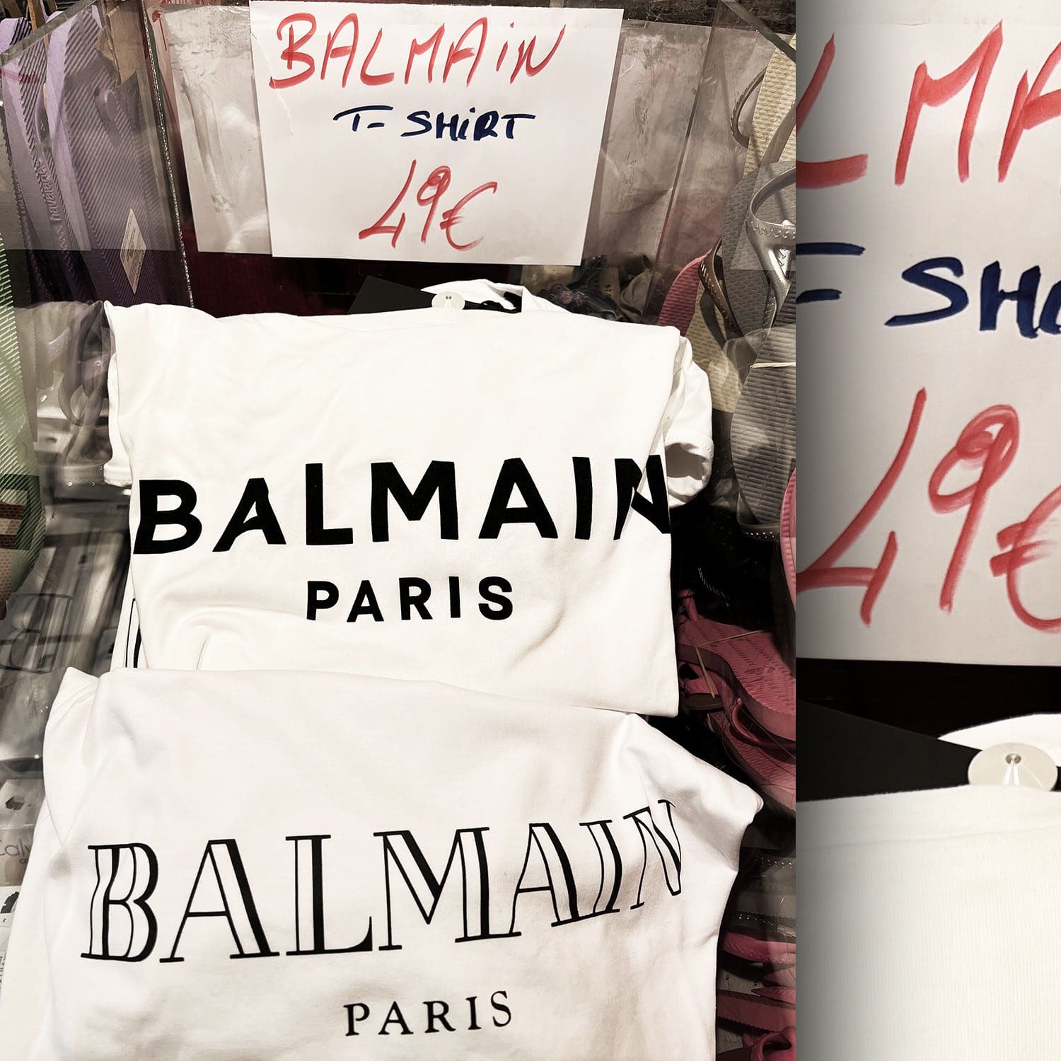 Camisas Balmain ti 49 euros em outlet turístico parisiense 2023