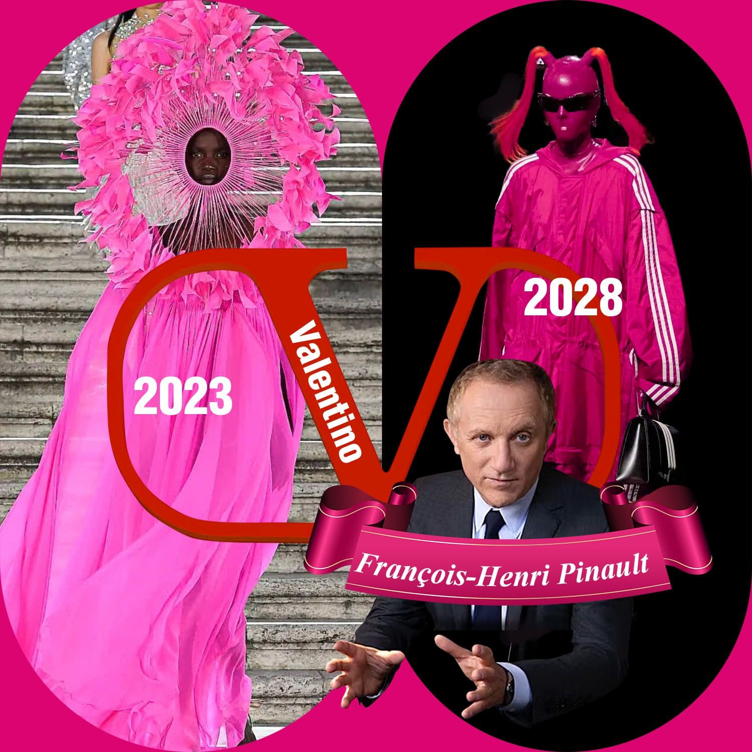 Valentino 2023 vs Valentino 2028 sous propriété de Kering