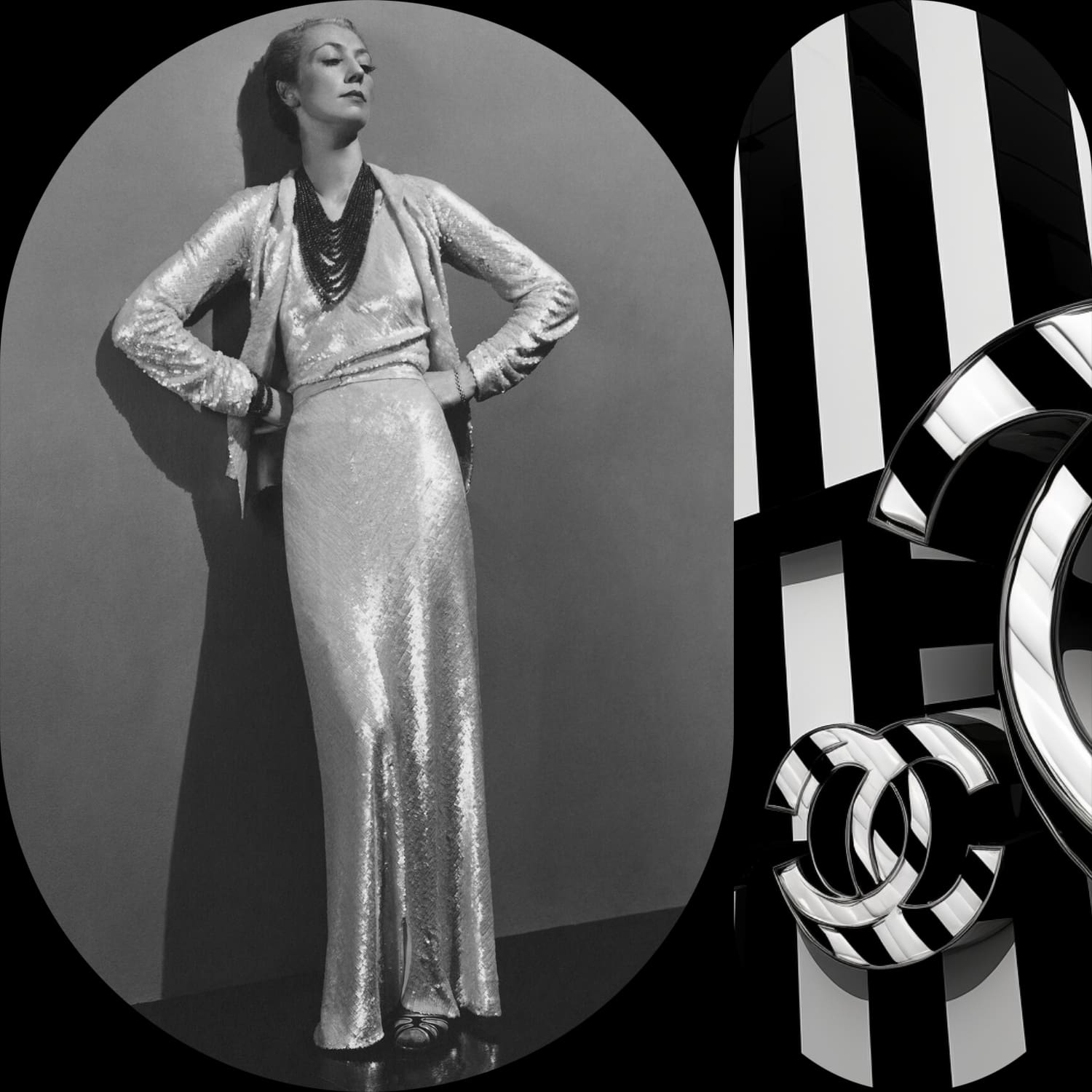 Roussy Sert wearing sequin dress by Chanel 1936, photo André Durst, Shutterstock