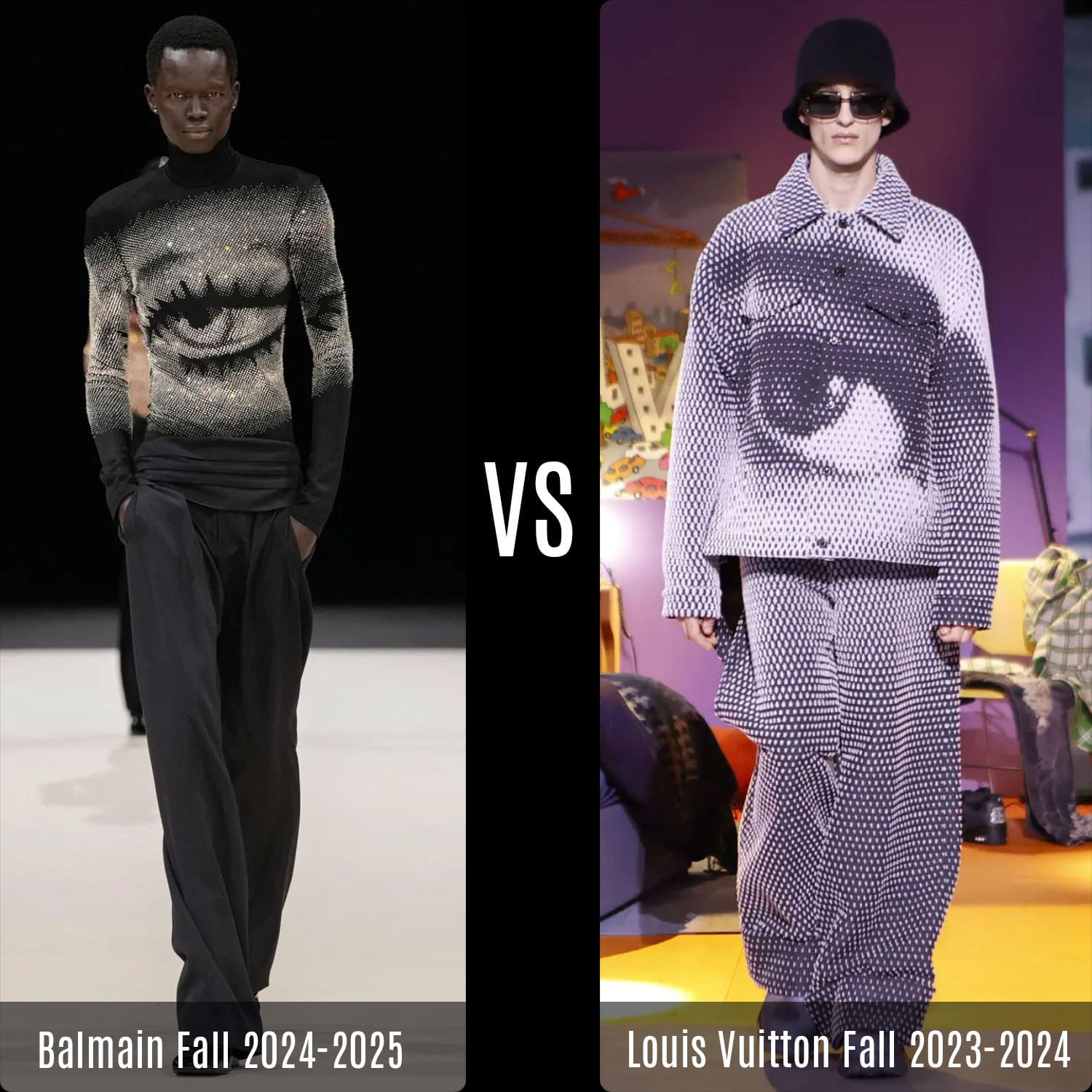 Balmain Fall 2024 2025 vs Louis Vuitton Fall 2023 2024 by Colm Dillane