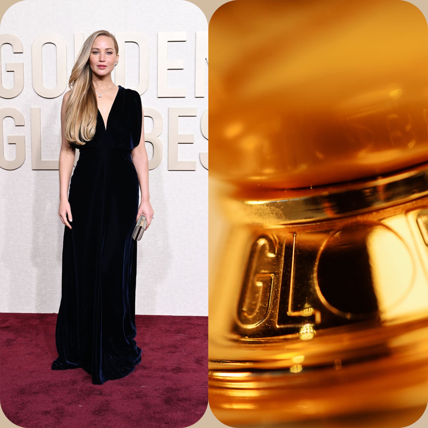 Дженнифер Лоуренс в Dior на церемонии вручения премии «Золотой глобус» 2024