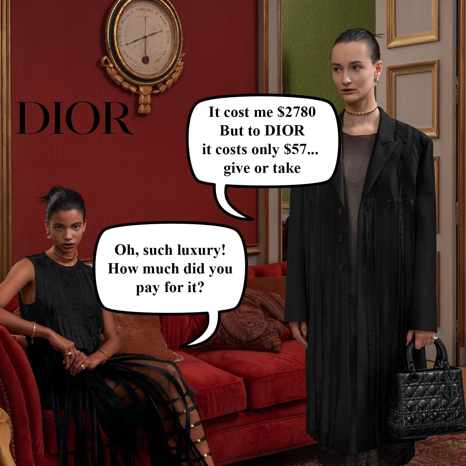 2 $2780 Dior bag manufactured by illegal workers for $57