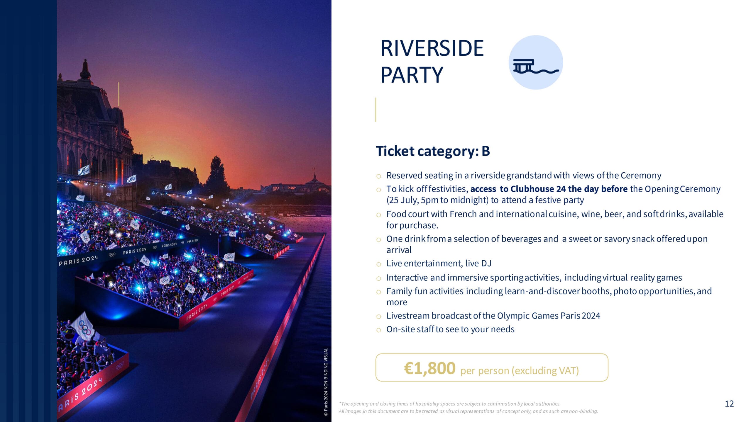 1800 starting ticket price for Opening Ceremony Olympics 2024 Paris