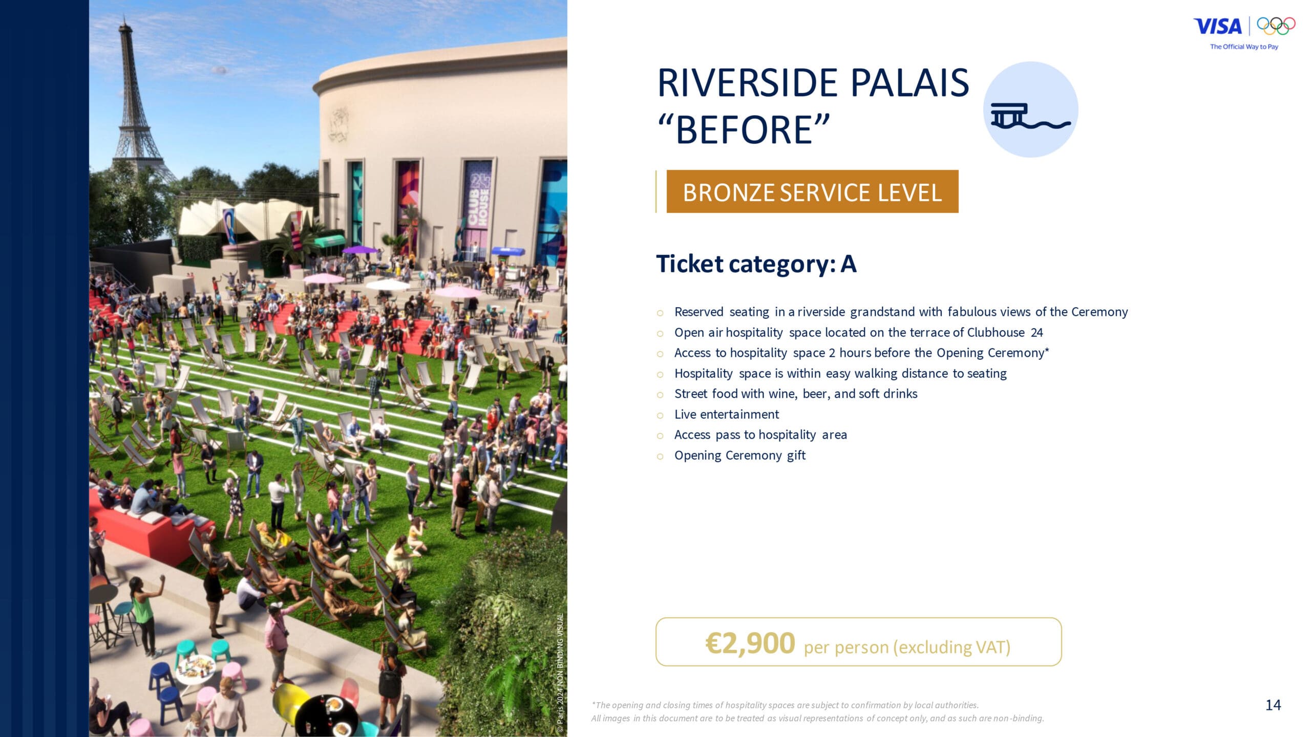 3000 bronze level ticket price for Opening Ceremony Olympics 2024 Paris