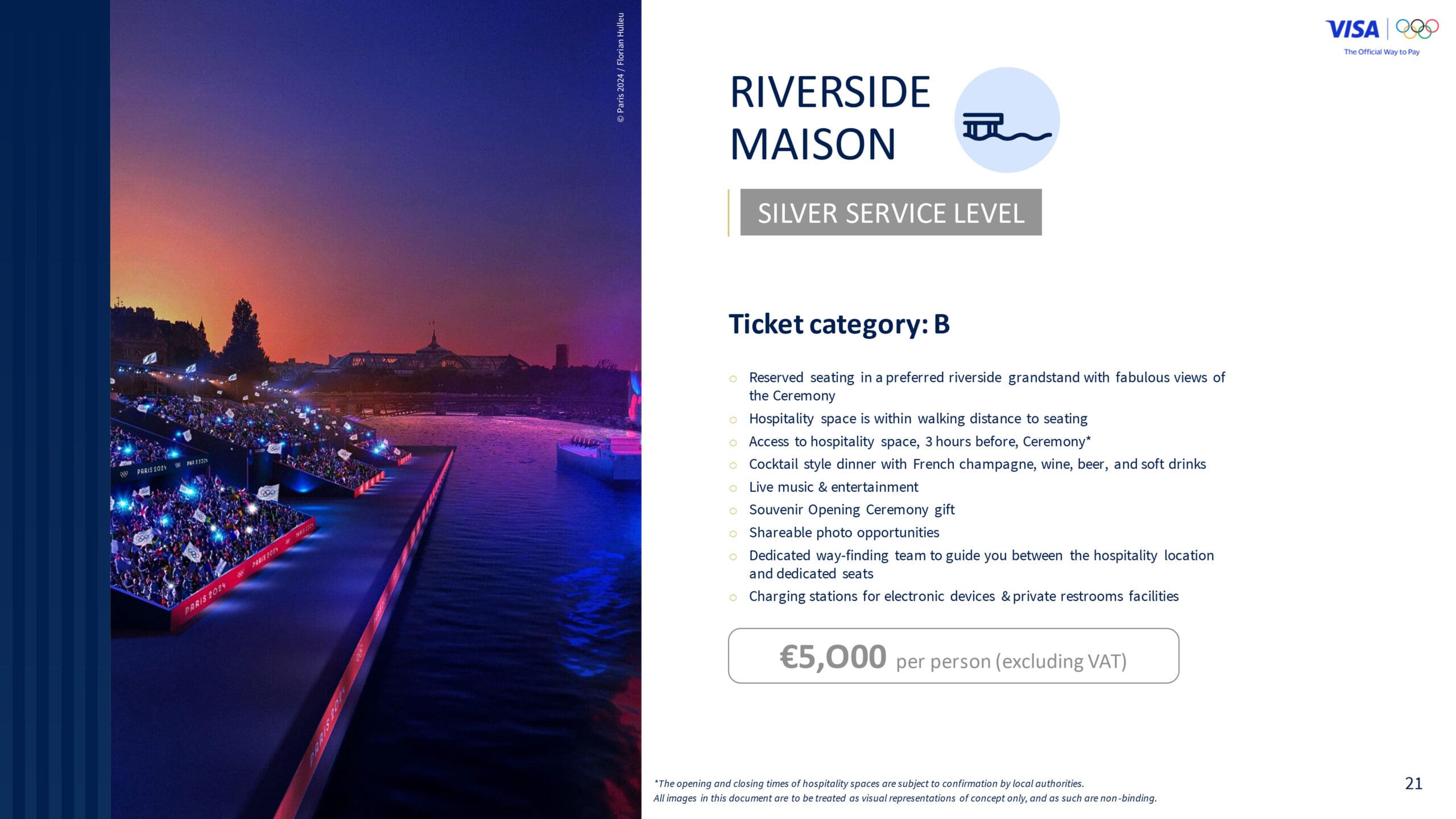 5260 silver level ticket price for Opening Ceremony Olympics 2024 Paris