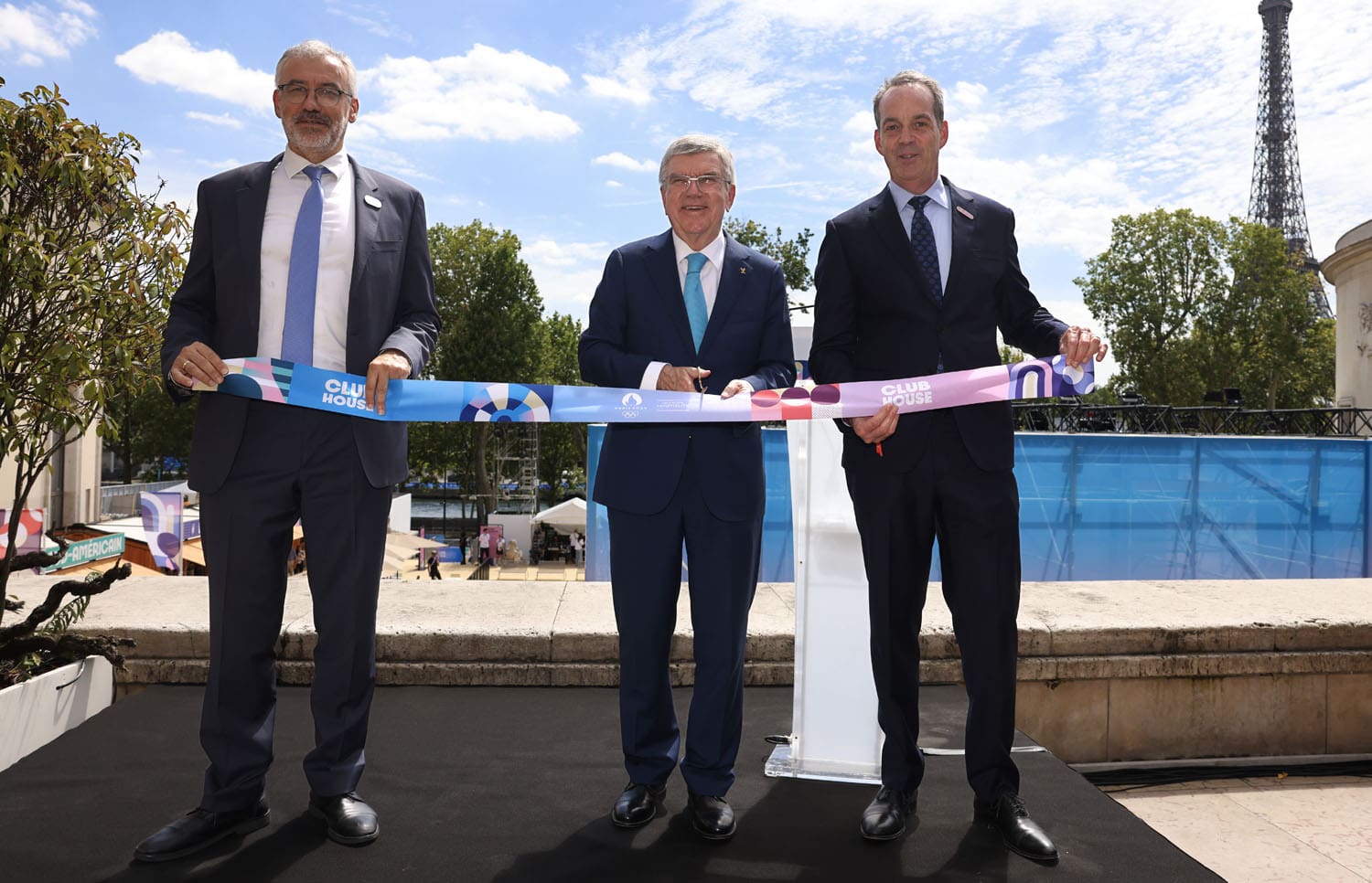 IOC President Thomas Bach, President On Location Paul Caine Inauguration of Clubhouse 24 Olympics