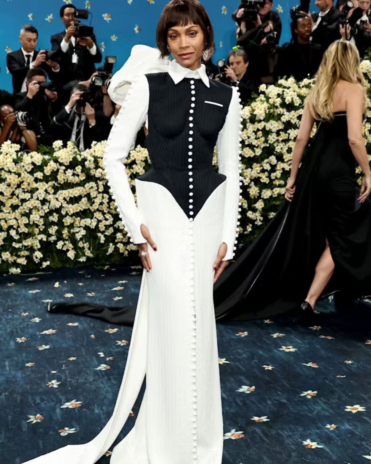 Zoe Saldana in Thom Browne at Met Gala 2025 2