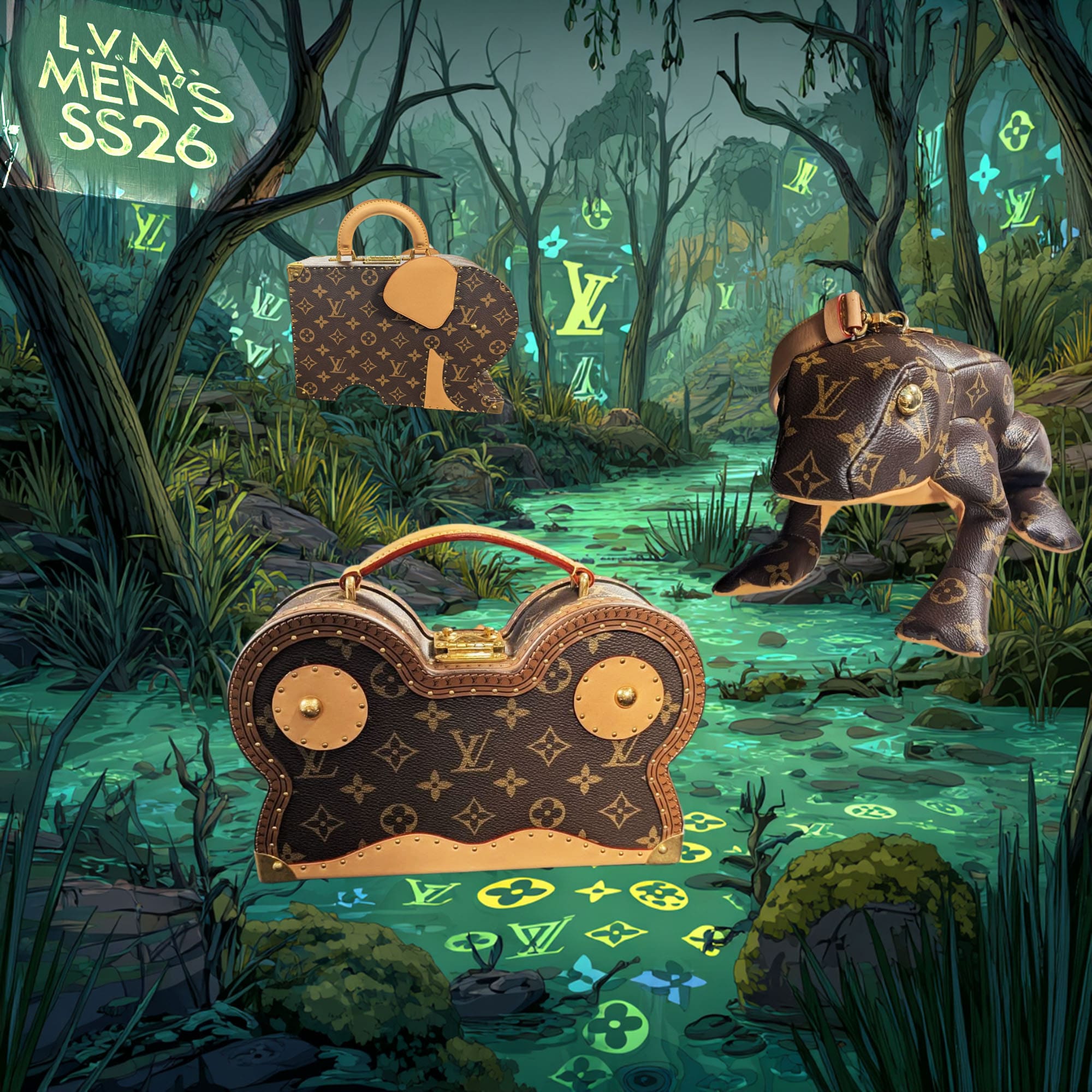 6 Bolsas Pharr-out Animal para Louis Vuitton Masculina Primavera/Verão 2026 Runway revista