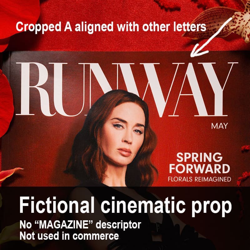 Emily Blunt as Emily Charlton on fictional cinematic prop Runway Devil Wears Prada 2